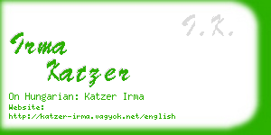 irma katzer business card